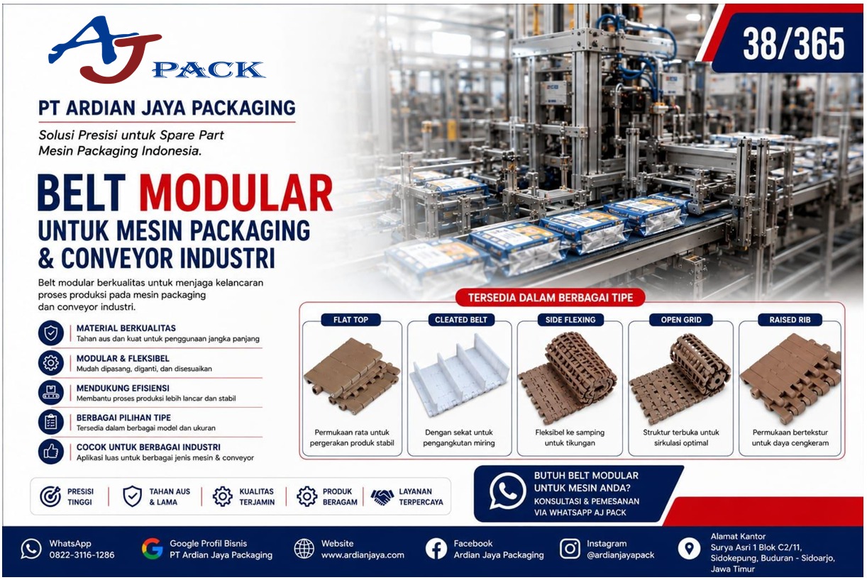 Belt Modular Mesin Packaging dan Conveyor Industri | AJPack