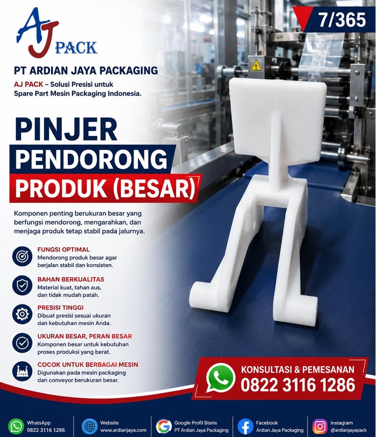 Pinjer Pendorong Produk Mesin Packaging Berkualitas | AJ PACK