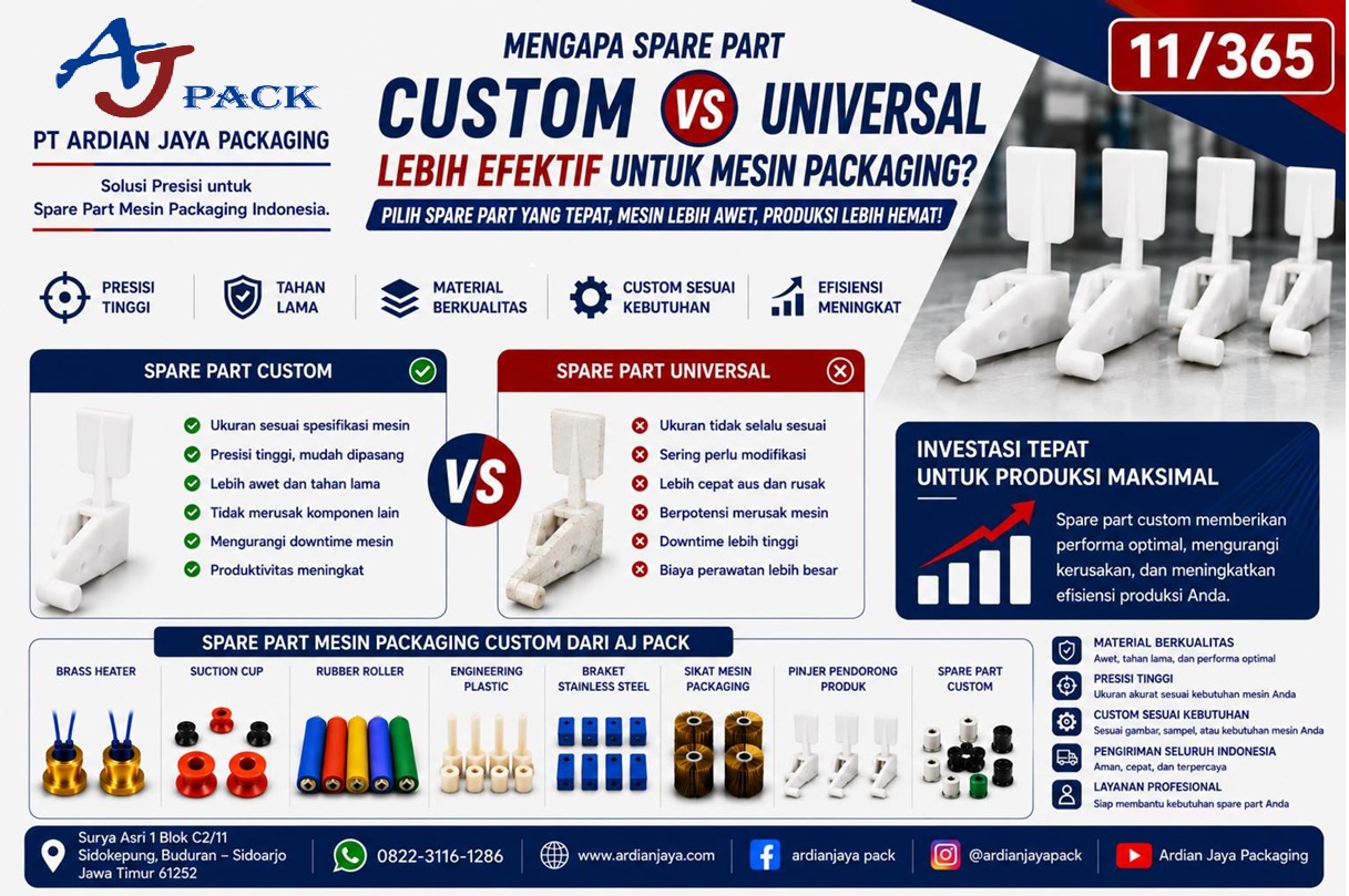 Mengapa Spare Part Custom Lebih Efektif Dibanding Spare Part Universal untuk Mesin Packaging?