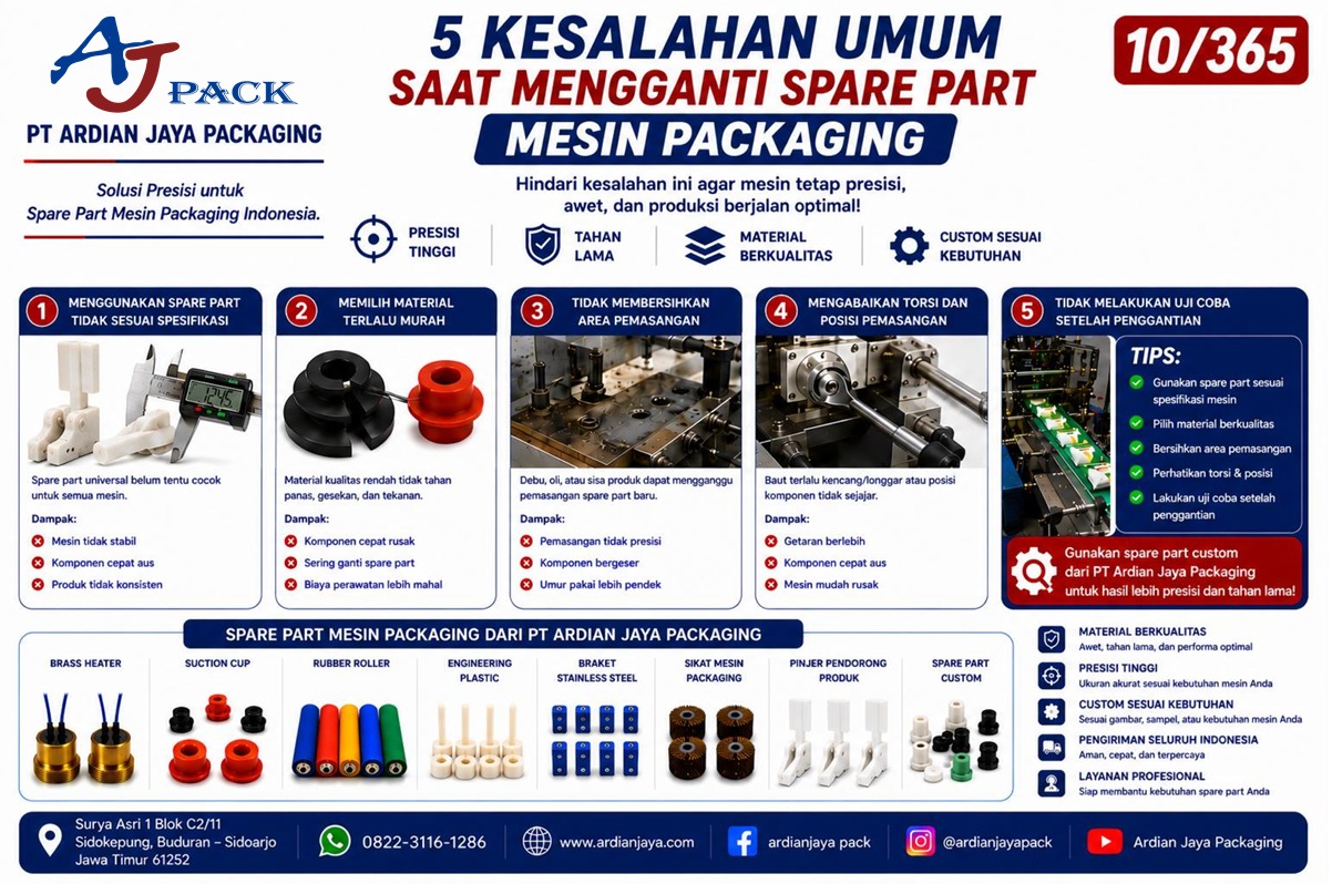 5 Kesalahan Umum Saat Mengganti Spare Part Mesin Packaging