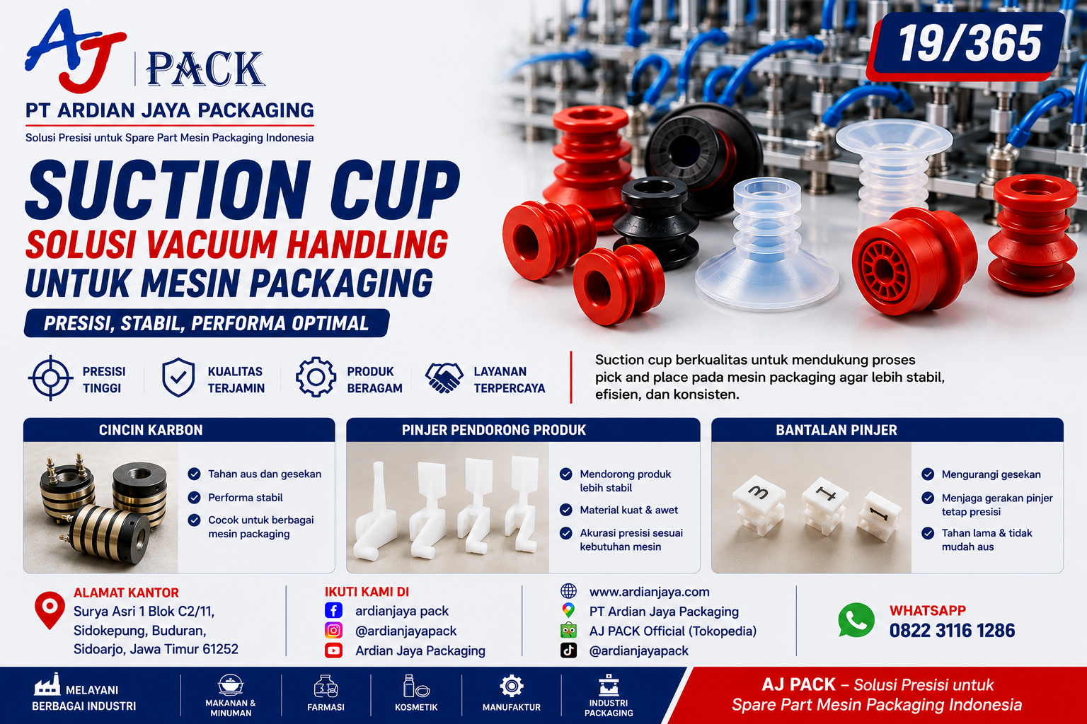 Suction Cup Mesin Packaging untuk Vacuum Handling Produk