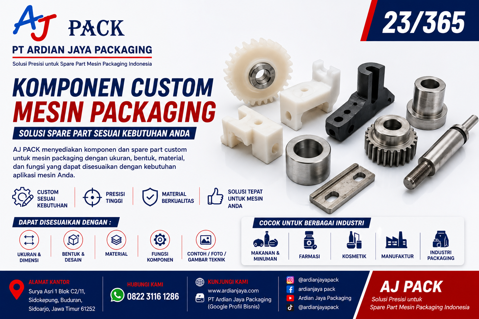 Komponen Custom Mesin Packaging Presisi | AJ PACK
