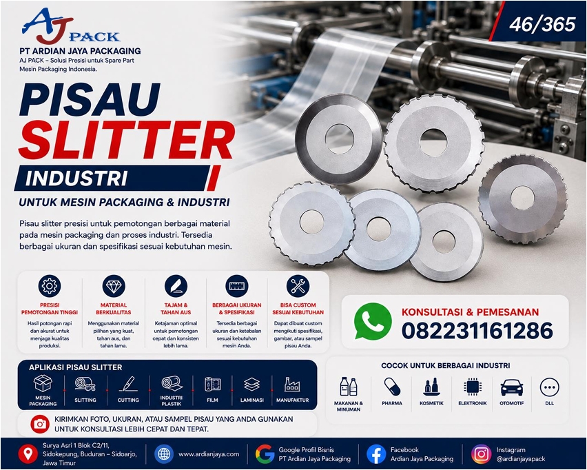 Pisau Slitter Industri untuk Mesin Packaging | AJPack
