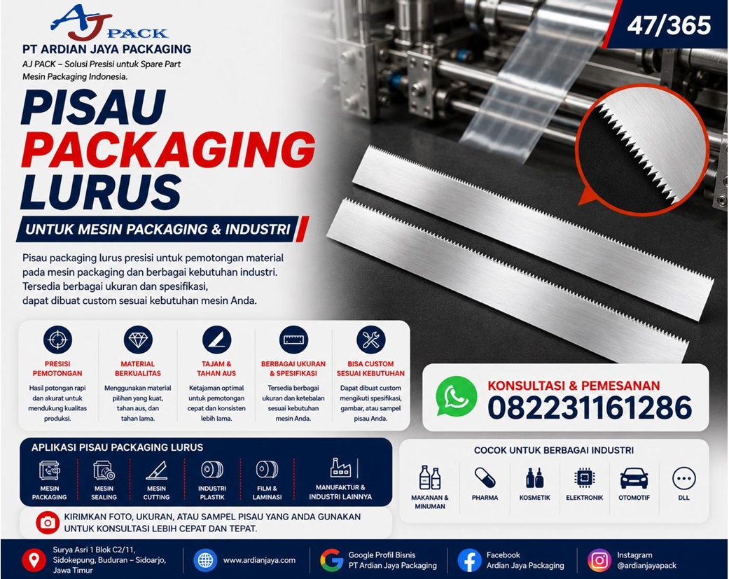 Pisau Packaging Lurus untuk Mesin Packaging | AJ PACK