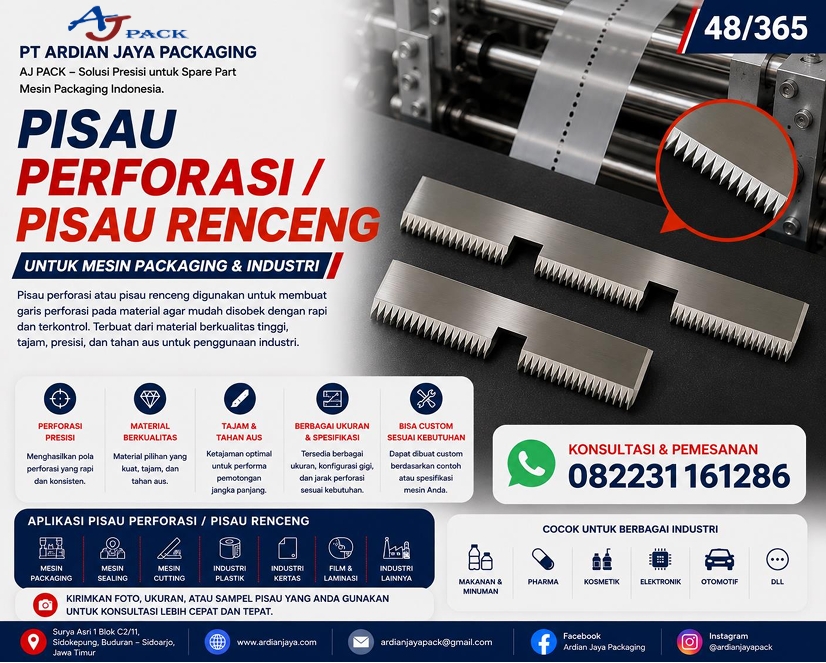 Pisau Perforasi / Pisau Renceng untuk Mesin Packaging | AJ PACK