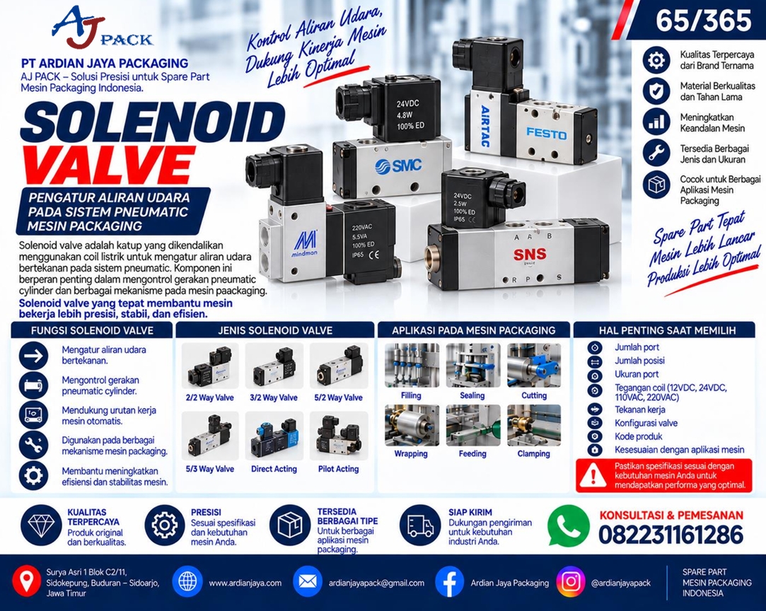 Solenoid Valve Mesin Packaging untuk Mengontrol Sistem Pneumatic