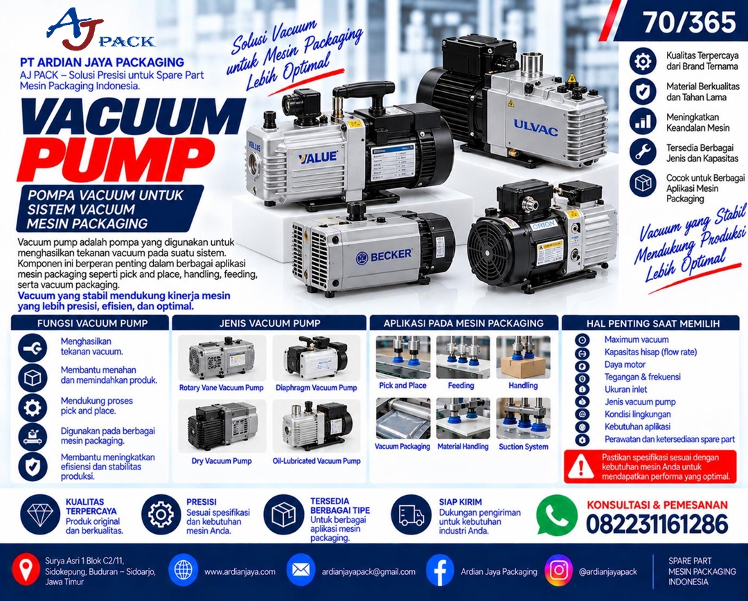 Vacuum Pump untuk Sistem Vacuum Mesin Packaging
