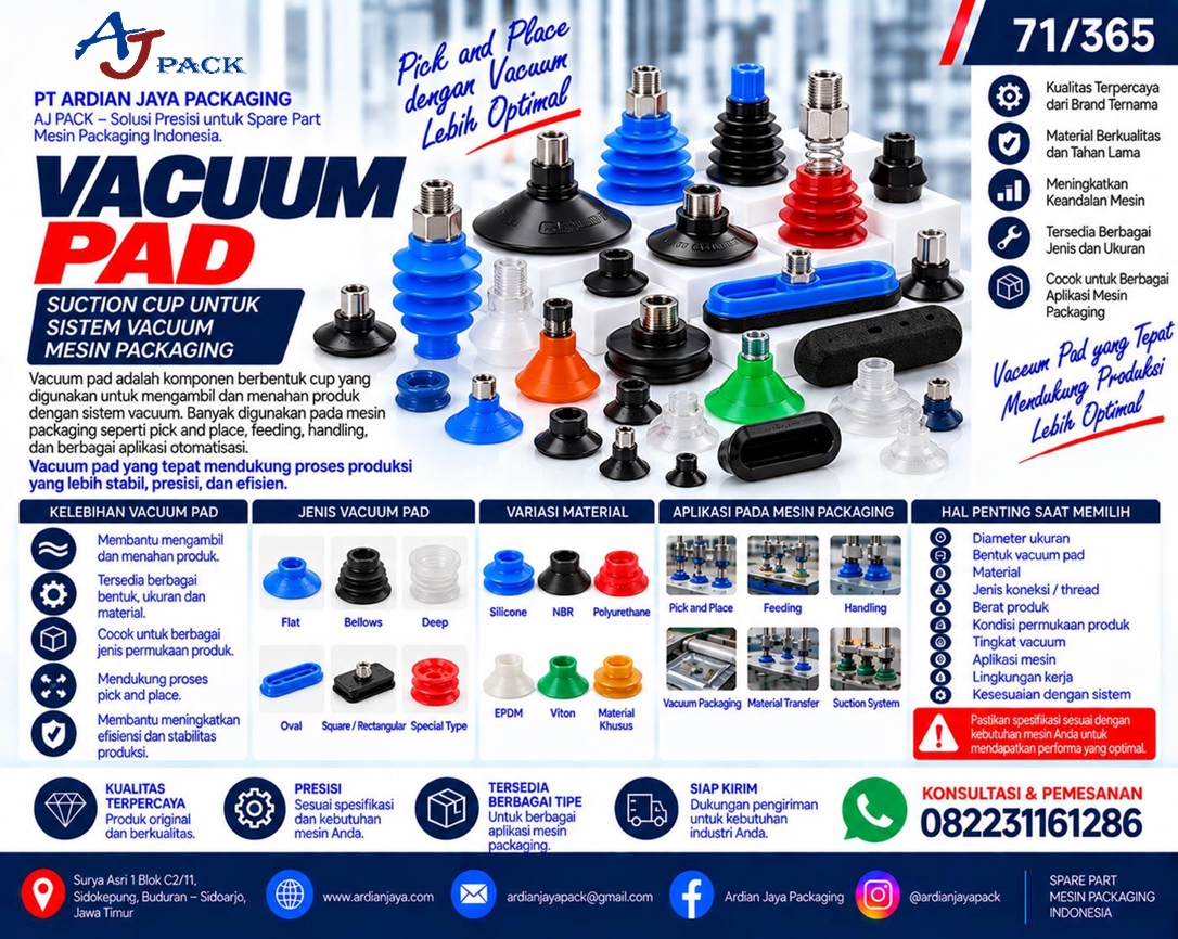 Vacuum Pad untuk Sistem Suction Mesin Packaging