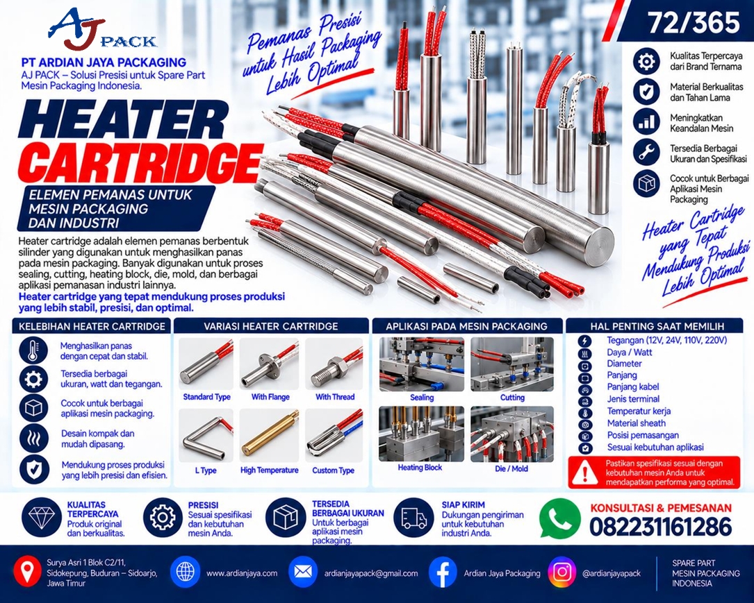 Heater Cartridge Mesin Packaging untuk Pemanas Presisi