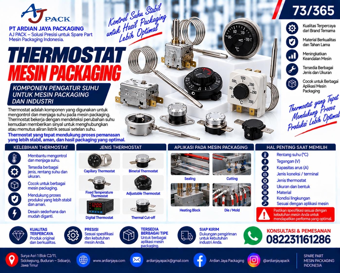 Thermostat Mesin Packaging untuk Mengontrol Suhu Pemanas