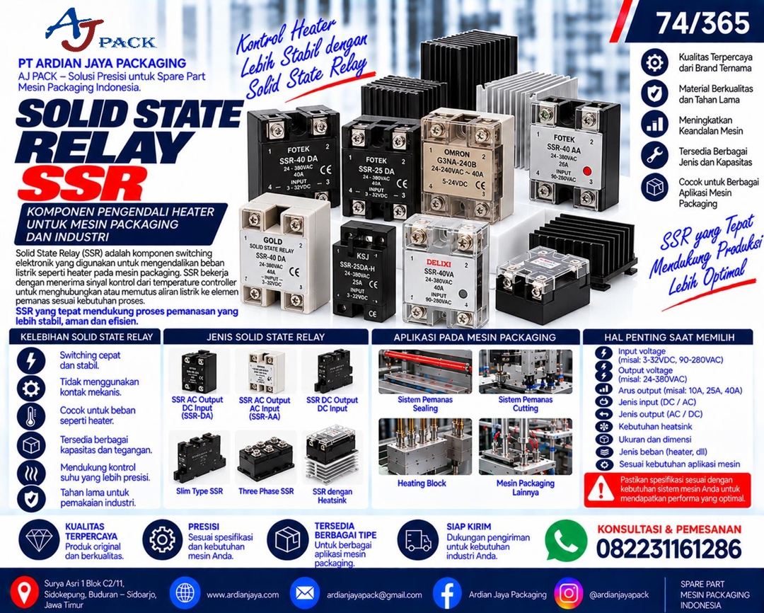Solid State Relay SSR untuk Mengontrol Heater Mesin Packaging