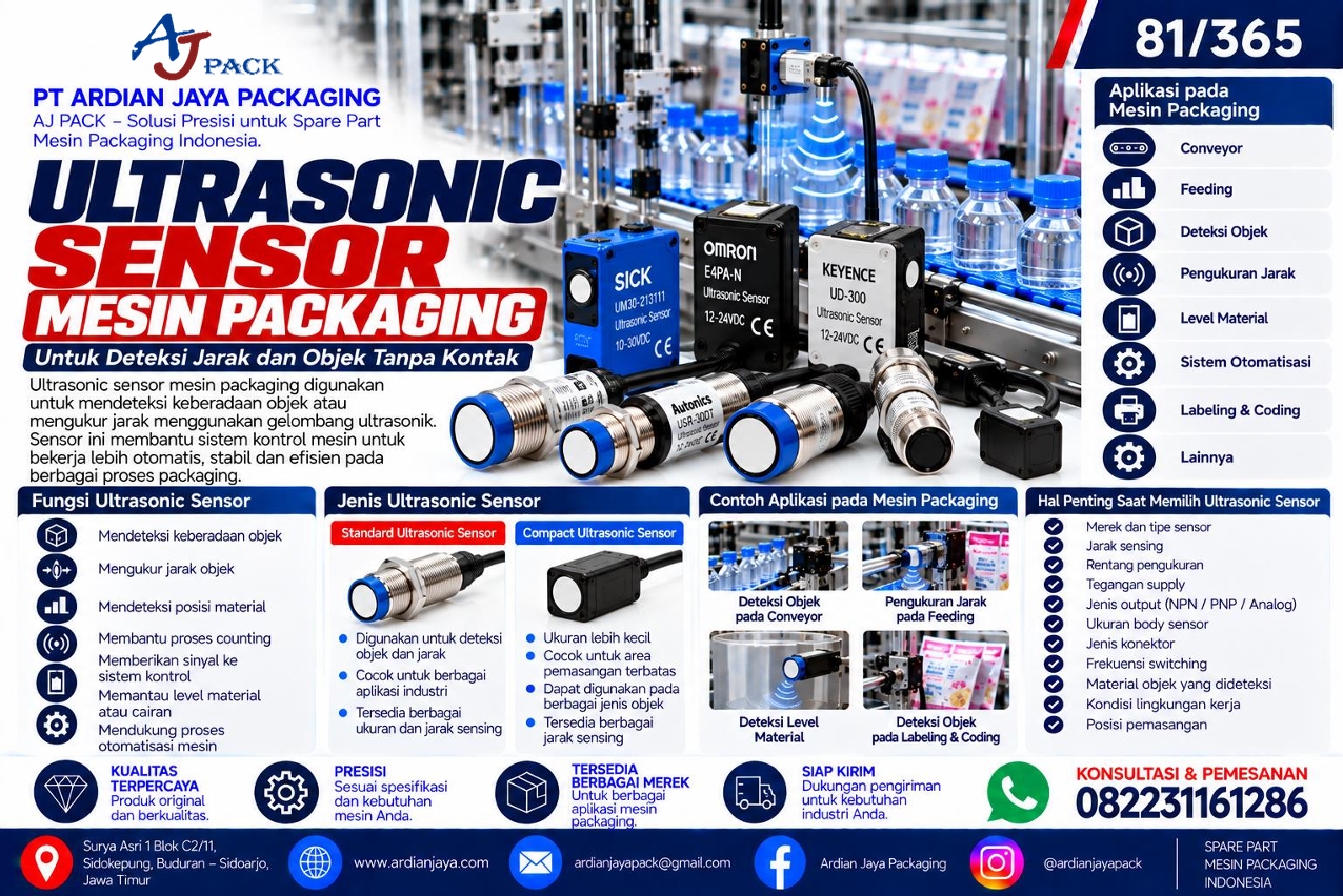 Ultrasonic Sensor Mesin Packaging untuk Deteksi Jarak dan Objek