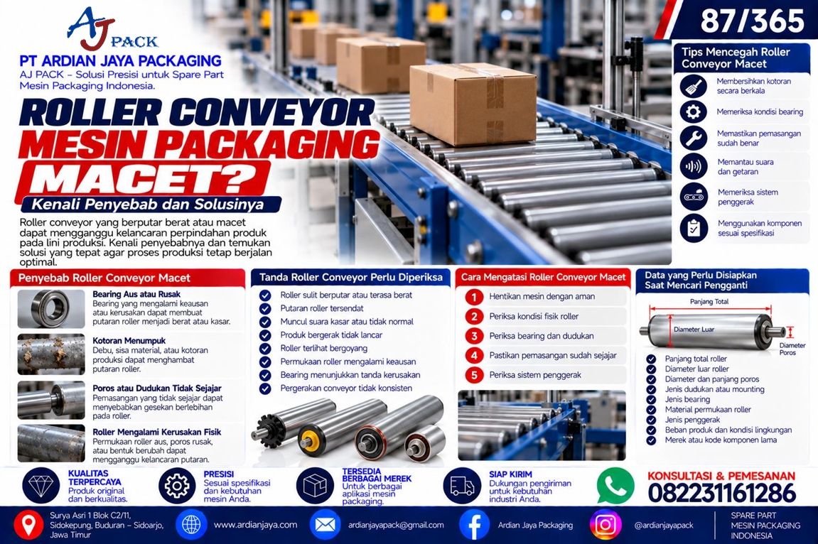 Roller Conveyor Mesin Packaging Macet? Kenali Penyebab dan Solusinya