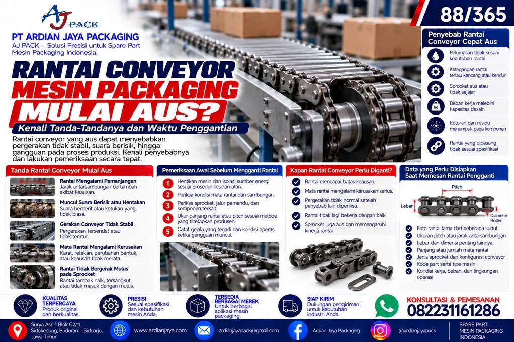 Rantai Conveyor Mesin Packaging: Cara Mengenali Keausan dan Waktu Penggantian