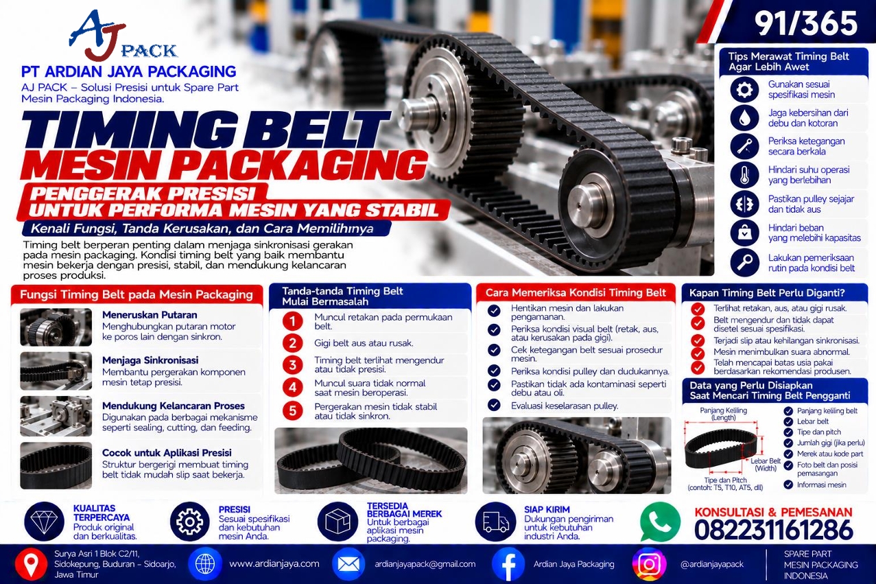 Timing Belt Mesin Packaging: Fungsi, Tanda Kerusakan, dan Cara Memilihnya