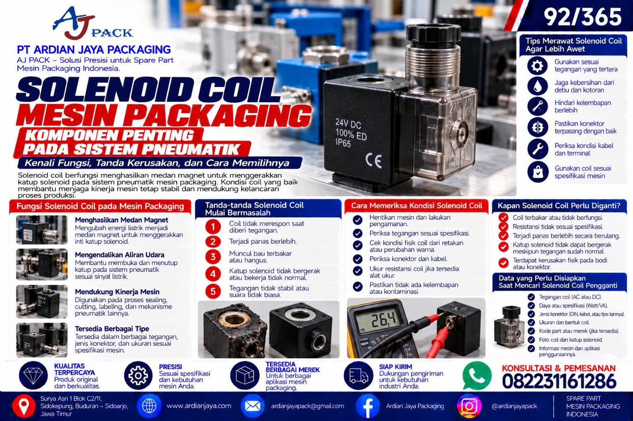 Solenoid Coil Mesin Packaging: Fungsi, Tanda Kerusakan, dan Cara Memilih Penggantinya