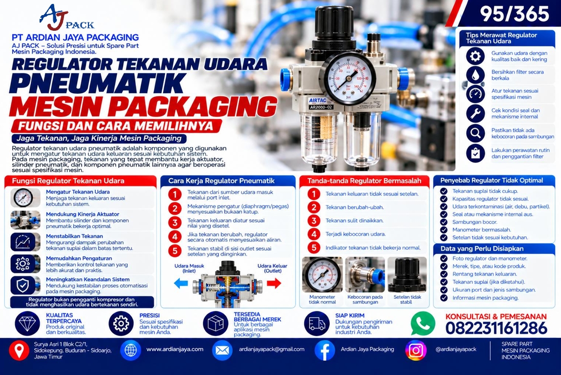 Regulator Tekanan Udara Pneumatik Mesin Packaging: Fungsi dan Cara Memilihnya