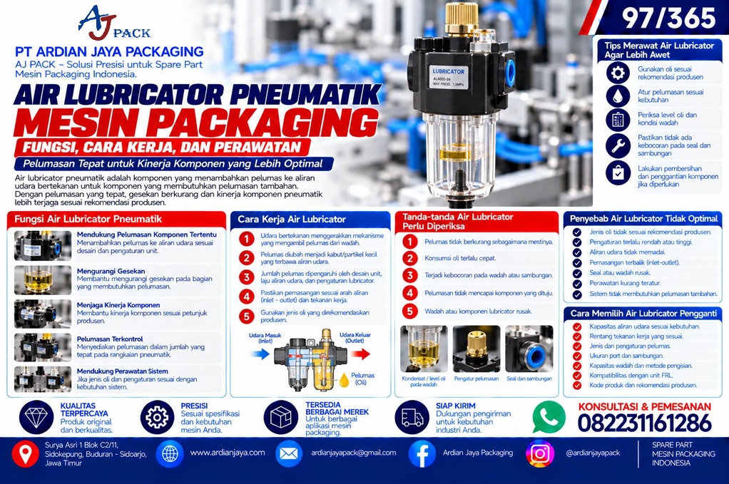 Air Lubricator Pneumatik Mesin Packaging: Fungsi, Cara Kerja, dan Perawatan