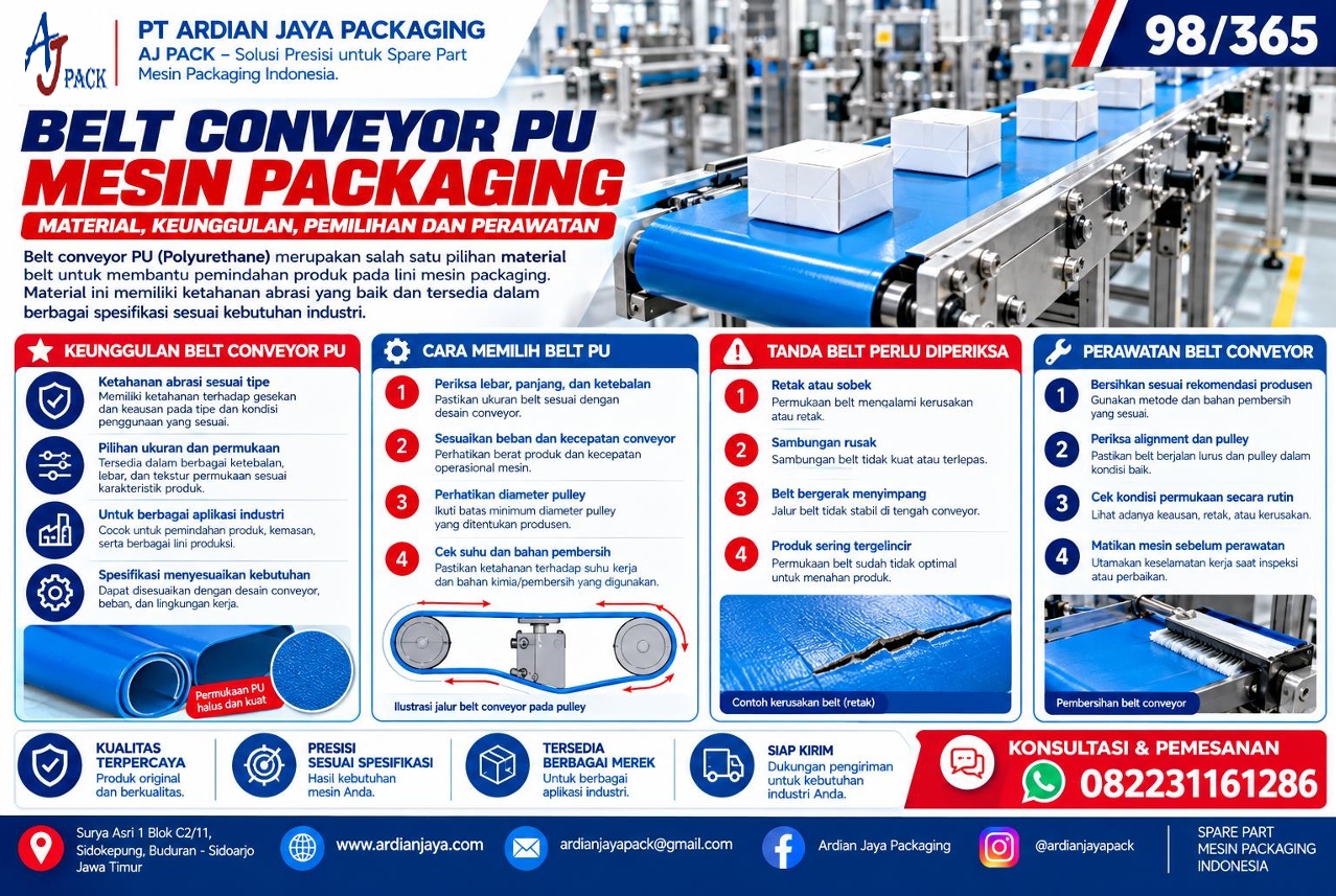 Belt Conveyor PU untuk Mesin Packaging | AJ PACK
