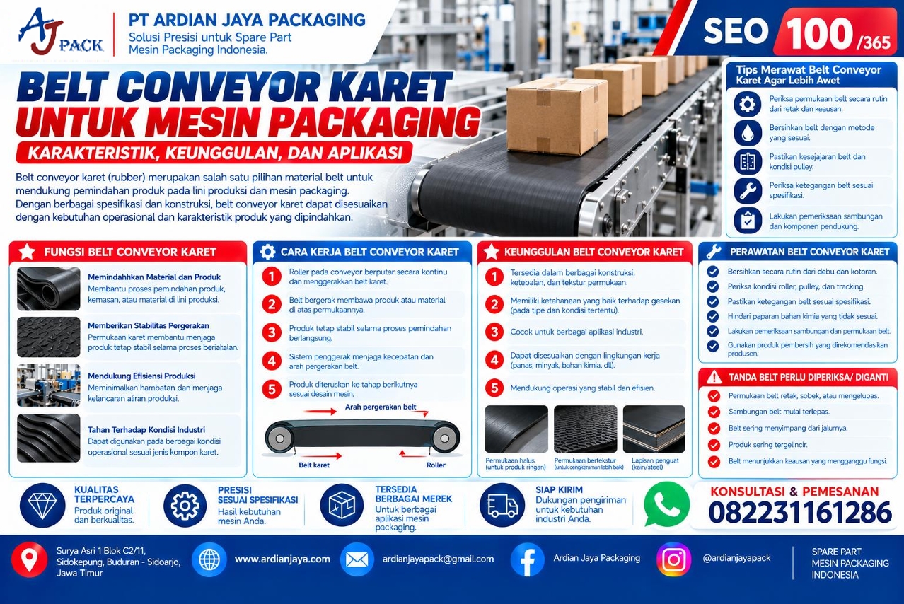 Belt Conveyor Karet untuk Mesin Packaging | AJ PACK